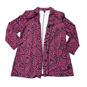 Shein Curve Retro Heart Print Long Blazer – Size 2XL Women’s Jacket